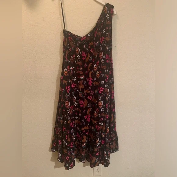 Torrid one shoulder black printed dress sz 2 - Picture 2 of 4